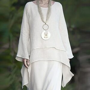 MISSLOOK Linen Look, High Low Hem, Asymmetrical Tunic Top CHINESE 4X (US XL)